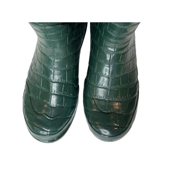 Khombu BW1208 Crocodile Tall Rubber Rain‎ Boot Green Cheetah Print Lining sz 9 - Picture 4 of 9